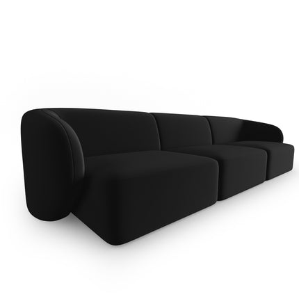 Modular velvet sofa, Shane, 3 seats - Black
