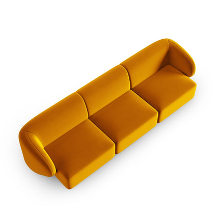 Modular velvet sofa, Shane, 3 seats - Yellow