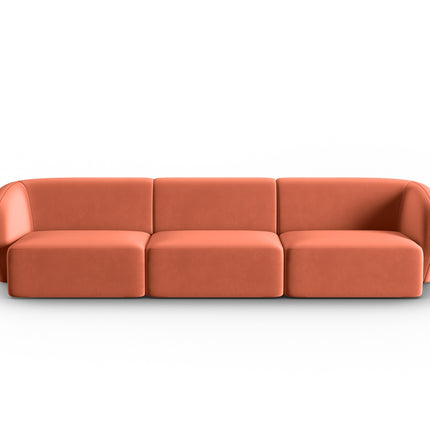 Modular velvet sofa, Shane, 3 seats - Coral
