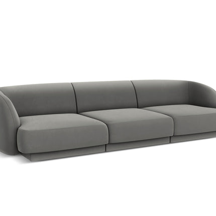Velvet sofa, Miley, 3 seats - Light gray