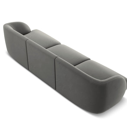 Velvet sofa, Miley, 3 seats - Light gray