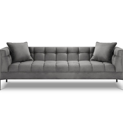 Velvet sofa, Karoo, 3 seats - Light gray
