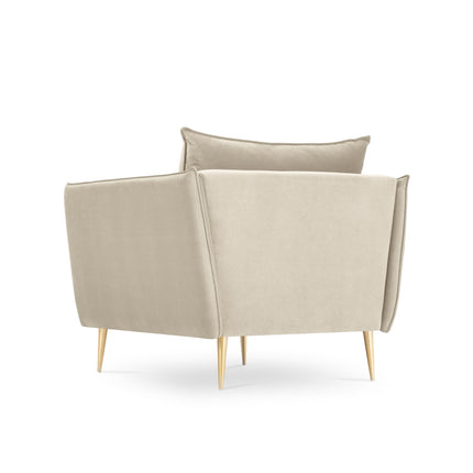 Velvet armchair, Agate, 1 seat - Light beige
