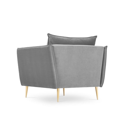 Velvet armchair, Agate, 1 seat - Light gray