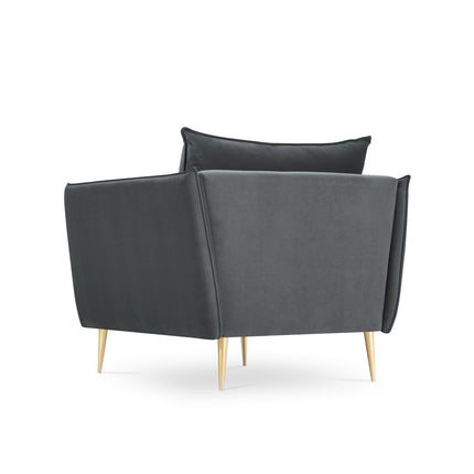 Velvet armchair, Agate, 1 seat - Dark Gray