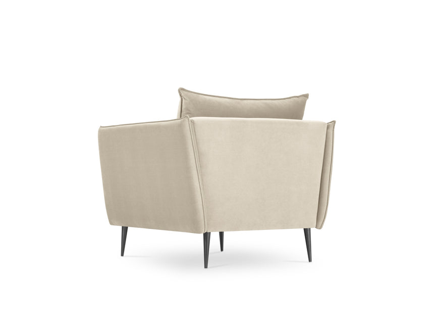 Velvet armchair, Agate, 1 seat - Light beige