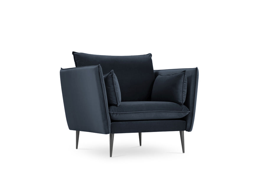 Velvet armchair, Agate, 1 seat - Dark blue