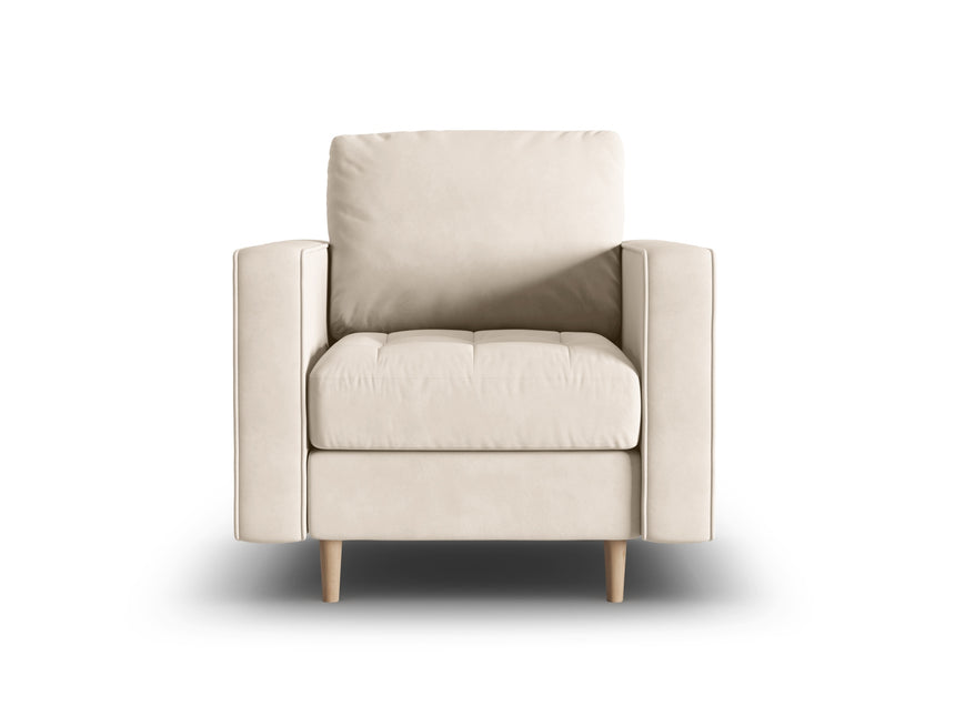 Velvet armchair, Gobi, 1-seater - Beige