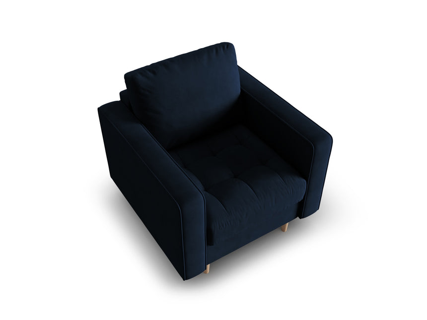 Velvet armchair, Gobi, 1-seater - Royal blue