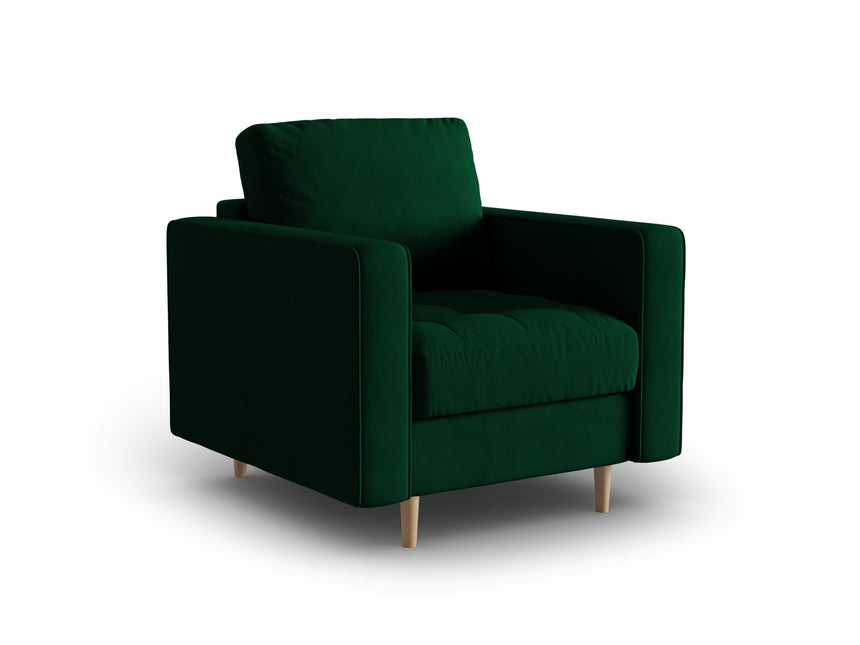 Velvet armchair, Gobi, 1-seater - Bottle green