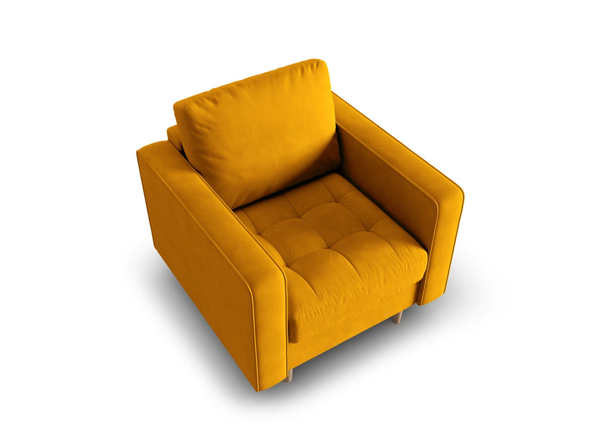 Velvet armchair, Gobi, 1-seater - Yellow