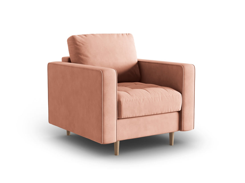 Velvet armchair, Gobi, 1-seater - Pink