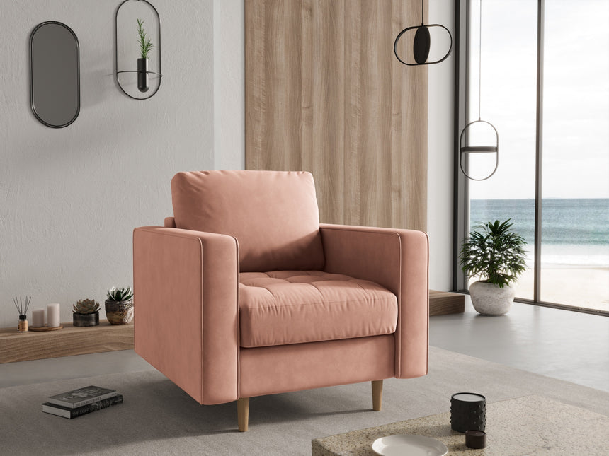 Velvet armchair, Gobi, 1-seater - Pink