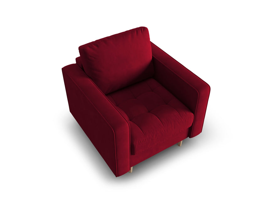 Velvet armchair, Gobi, 1-seater - Red