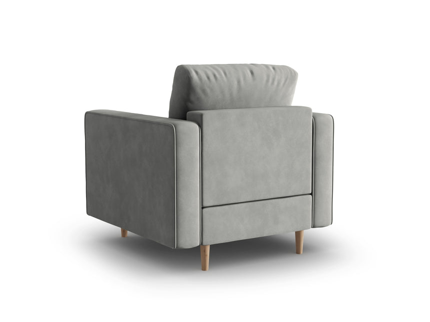 Velvet armchair, Gobi, 1-seater - Gray