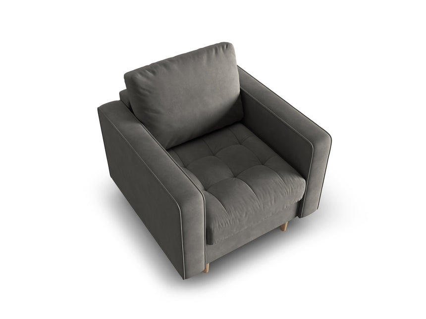 Velvet armchair, Gobi, 1-seater - Dark gray