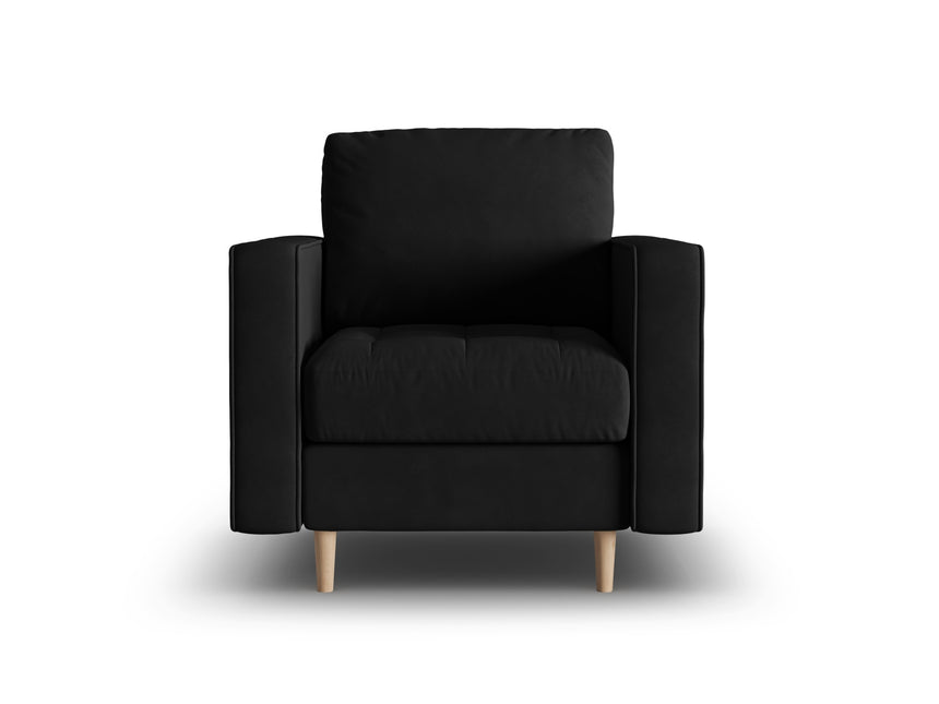 Velvet armchair, Gobi, 1-seater - Black