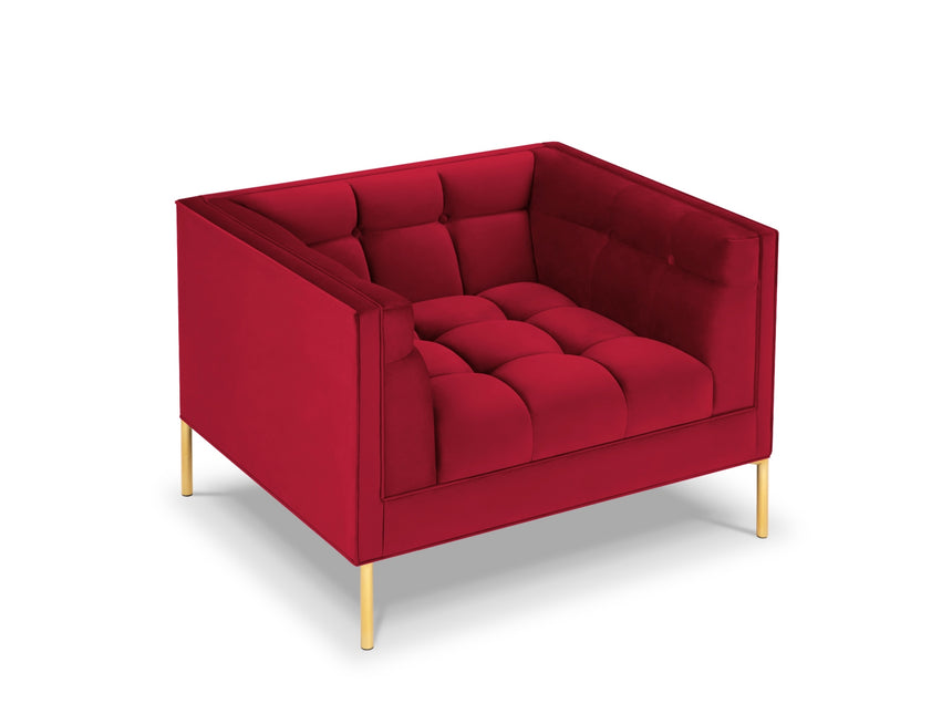 Velvet armchair, Karoo, 1 seat - Red