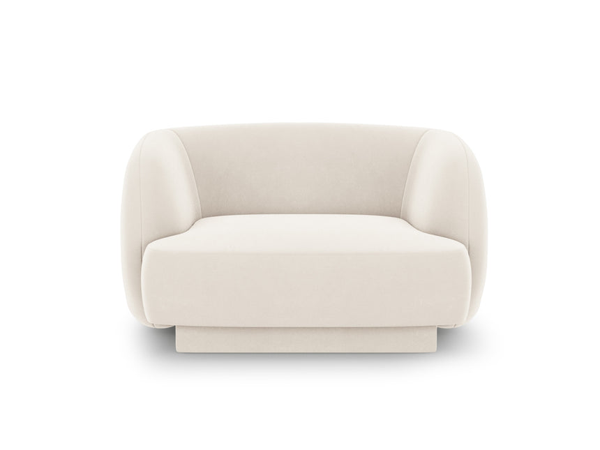 Velvet armchair, Miley, 1-seater - Light beige