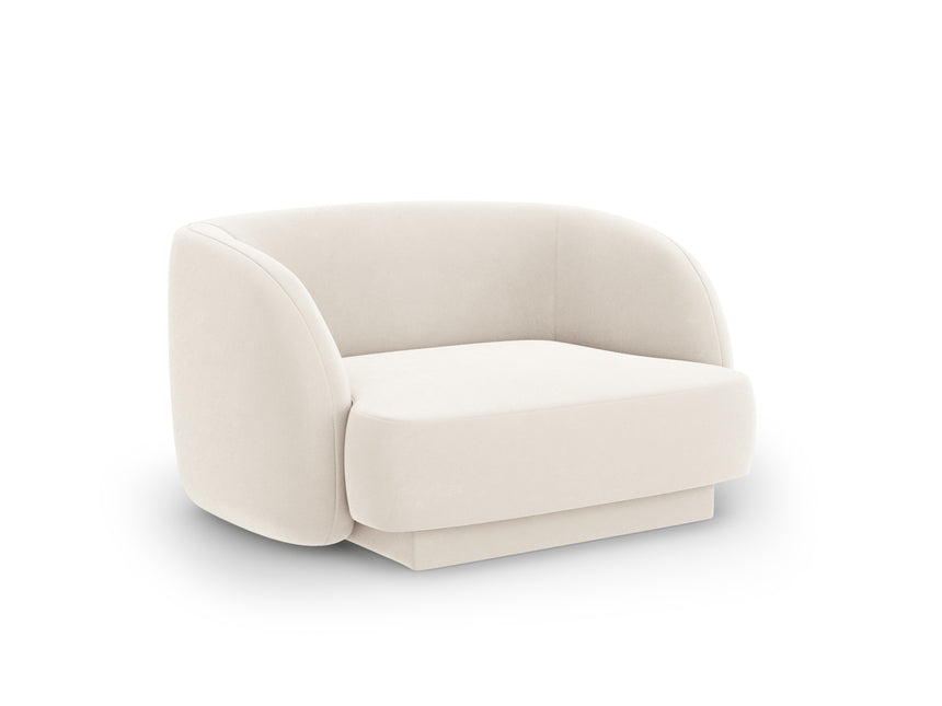 Velvet armchair, Miley, 1-seater - Light beige