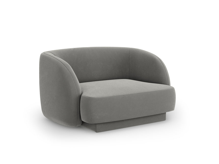Velvet armchair, Miley, 1-seater - Light gray