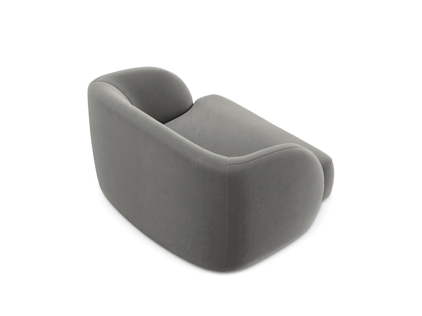 Velvet armchair, Miley, 1-seater - Light gray