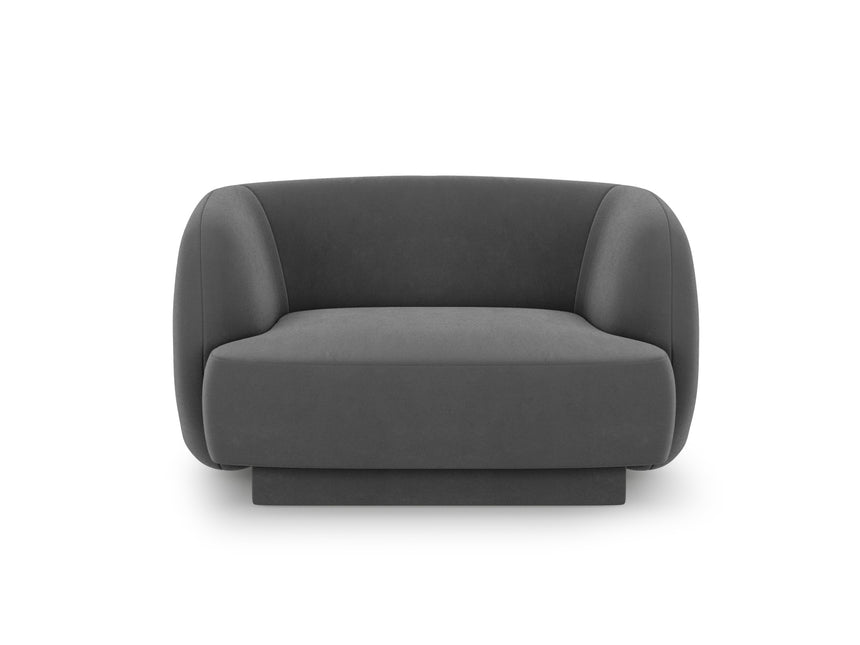 Velvet armchair, Miley, 1-seater - Gray