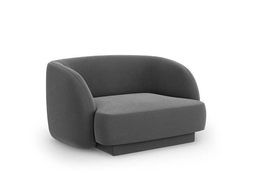 Velvet armchair, Miley, 1-seater - Gray