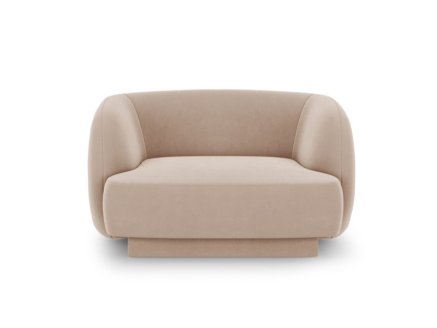 Velvet armchair, Miley, 1-seater - Beige