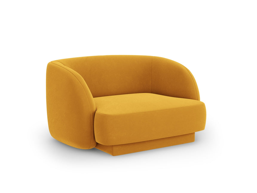 Velvet armchair, Miley, 1-seater - Yellow