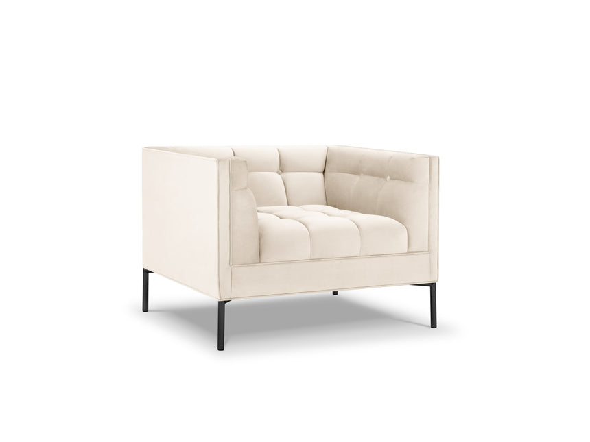 Velvet armchair, Karoo, 1 seat - Light beige