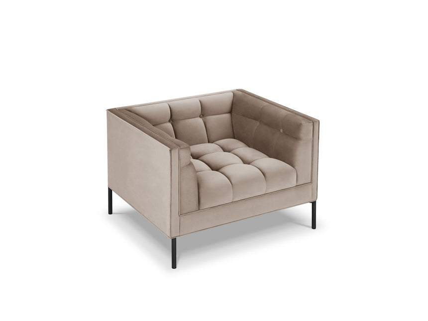Velvet armchair, Karoo, 1 seat - Beige
