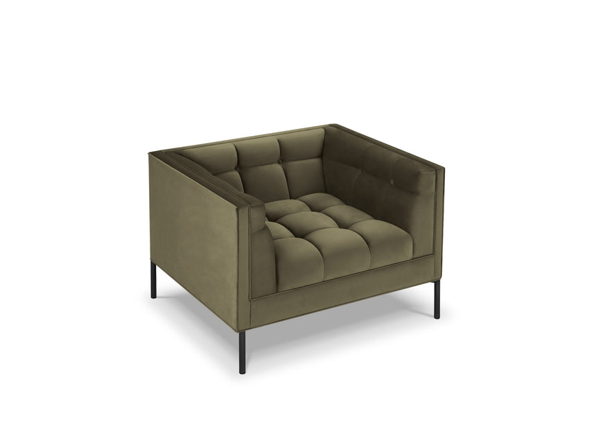 Velvet armchair, Karoo, 1 seat - Green