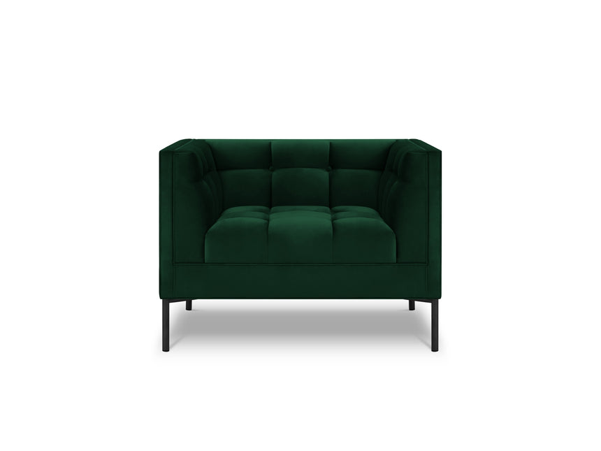 Velvet armchair, Karoo, 1 seat - Bottle green