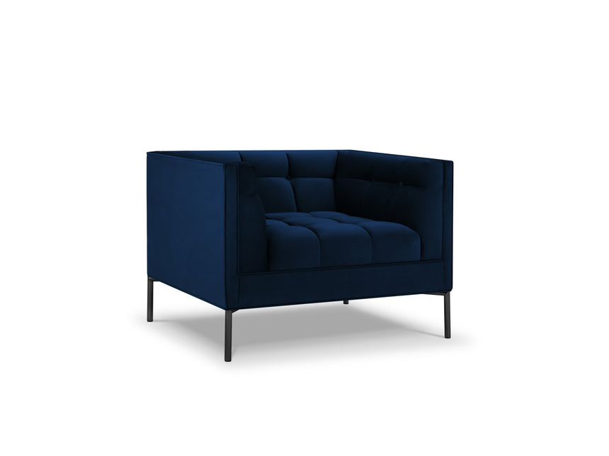 Velvet armchair, Karoo, 1 seat - Royal blue