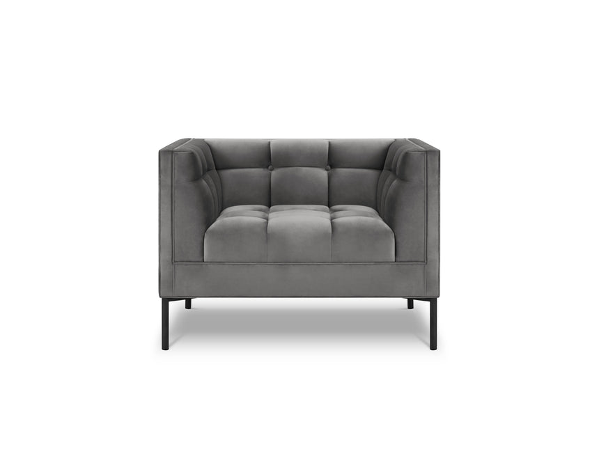 Velvet armchair, Karoo, 1 seat - Light gray
