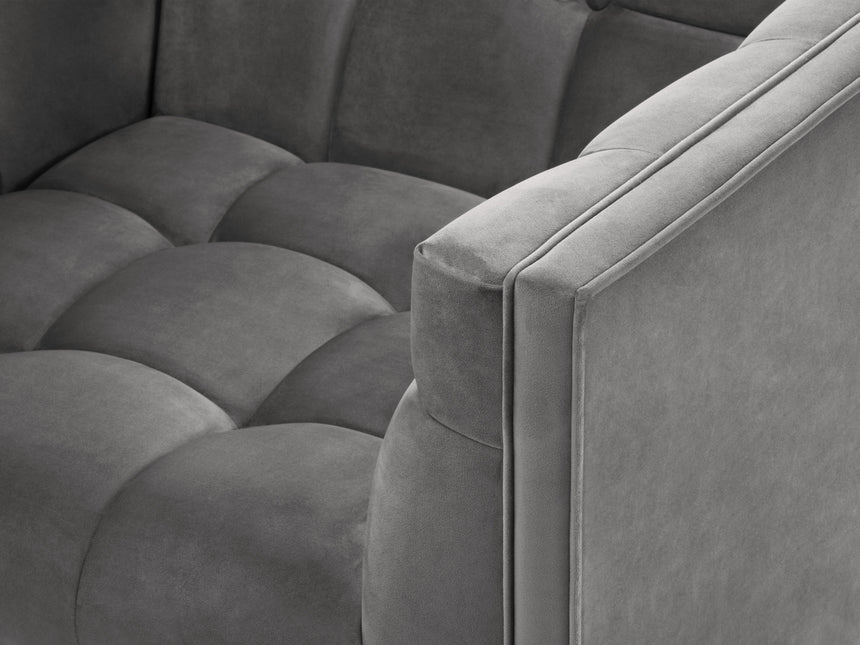 Velvet armchair, Karoo, 1 seat - Light gray