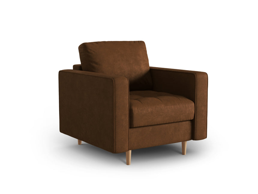 Imitation leather armchair, Gobi, 1-seater - Brown