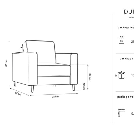 Armchair, Dunas, 1 Seater - Light Gray