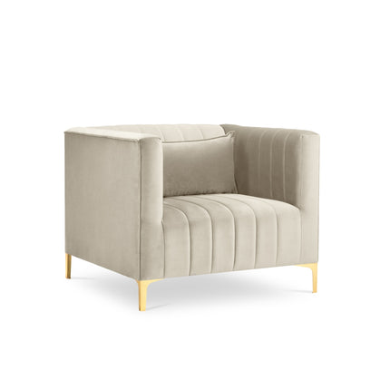 Velvet armchair, Annite, 1 seat - Light beige