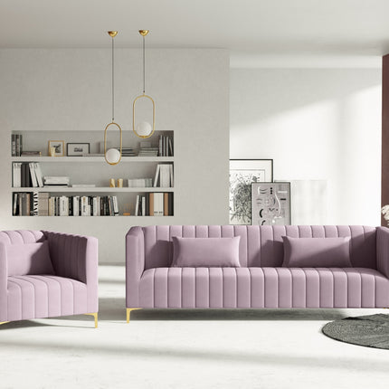 Velvet armchair, Annite, 1 seat - Lavender