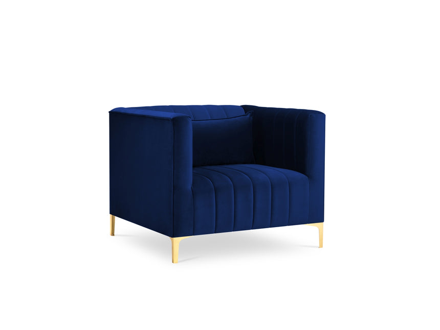 Velvet armchair, Annite, 1 seat - Royal blue