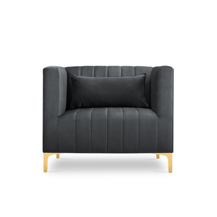 Velvet armchair, Annite, 1 seat - Dark gray