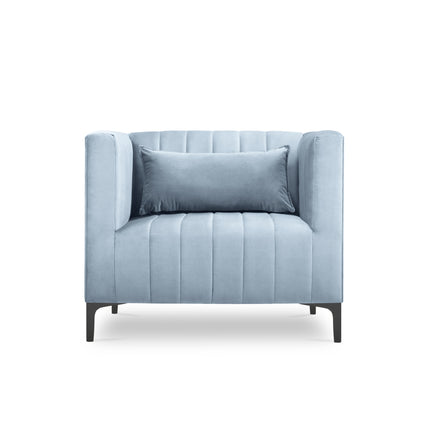Velvet armchair, Annite, 1 seat - Light blue