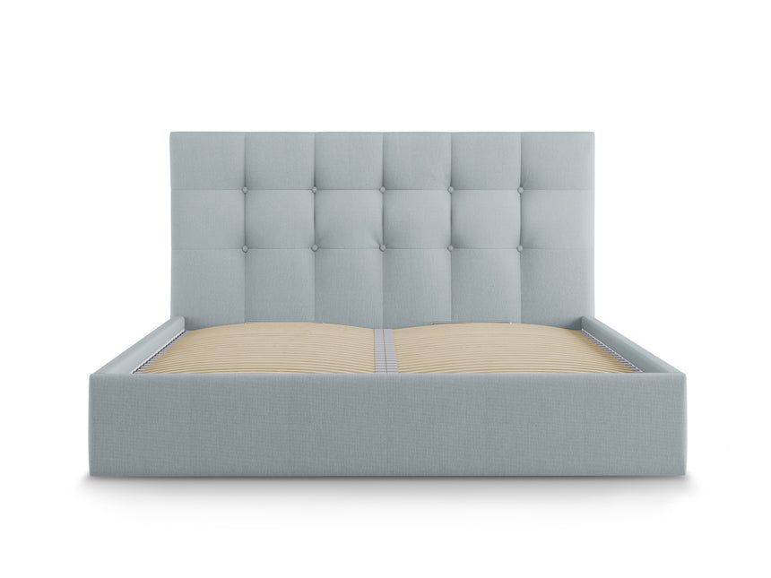 Storage bed with headboard, Phaedra, 212x150x104 - Light blue