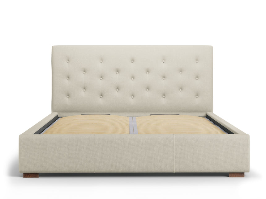 Storage bed with headboard, Seri, 223x158x106 - Beige