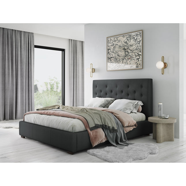 Storage bed with headboard, Seri, 223x158x106 - Dark gray