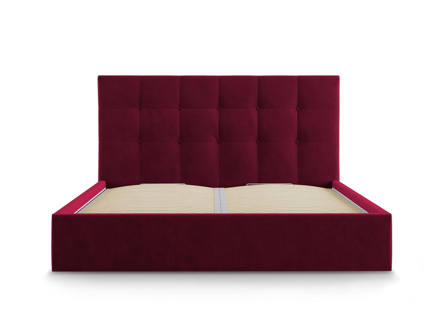 Storage bed with headboard, Phaedra, 212x150x104 - Dark red