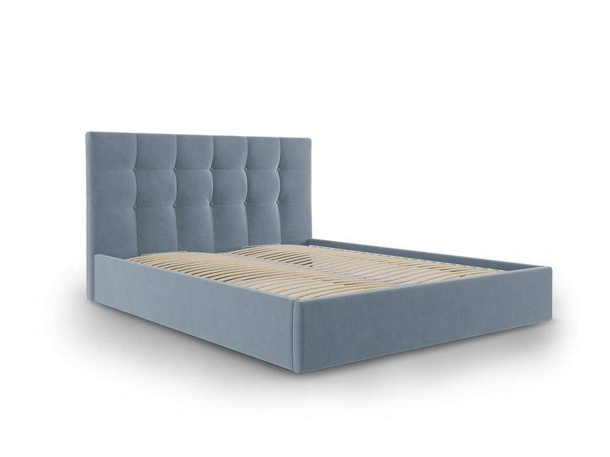 Storage bed with headboard, Phaedra, 212x150x104 - Blue