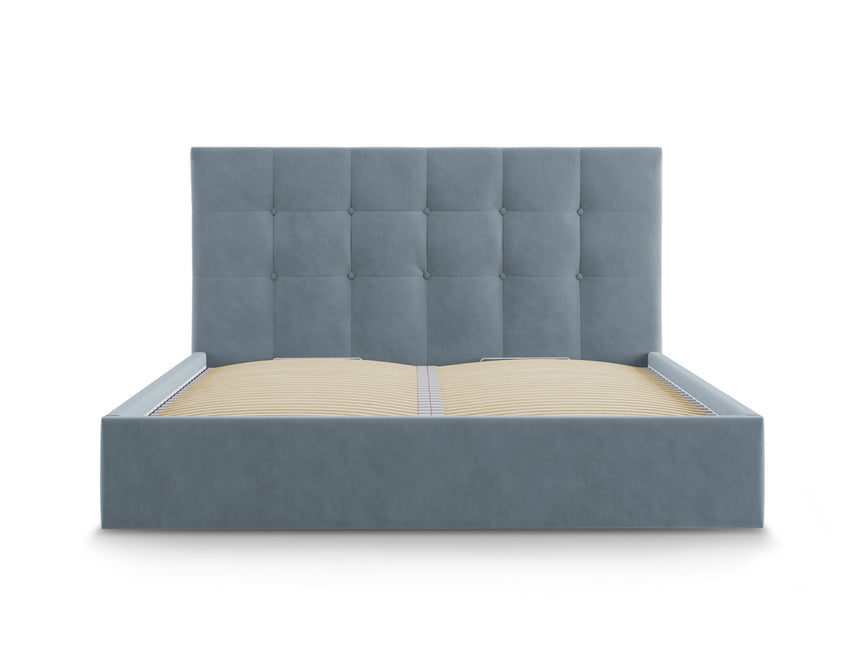 Storage bed with headboard, Phaedra, 212x150x104 - Blue
